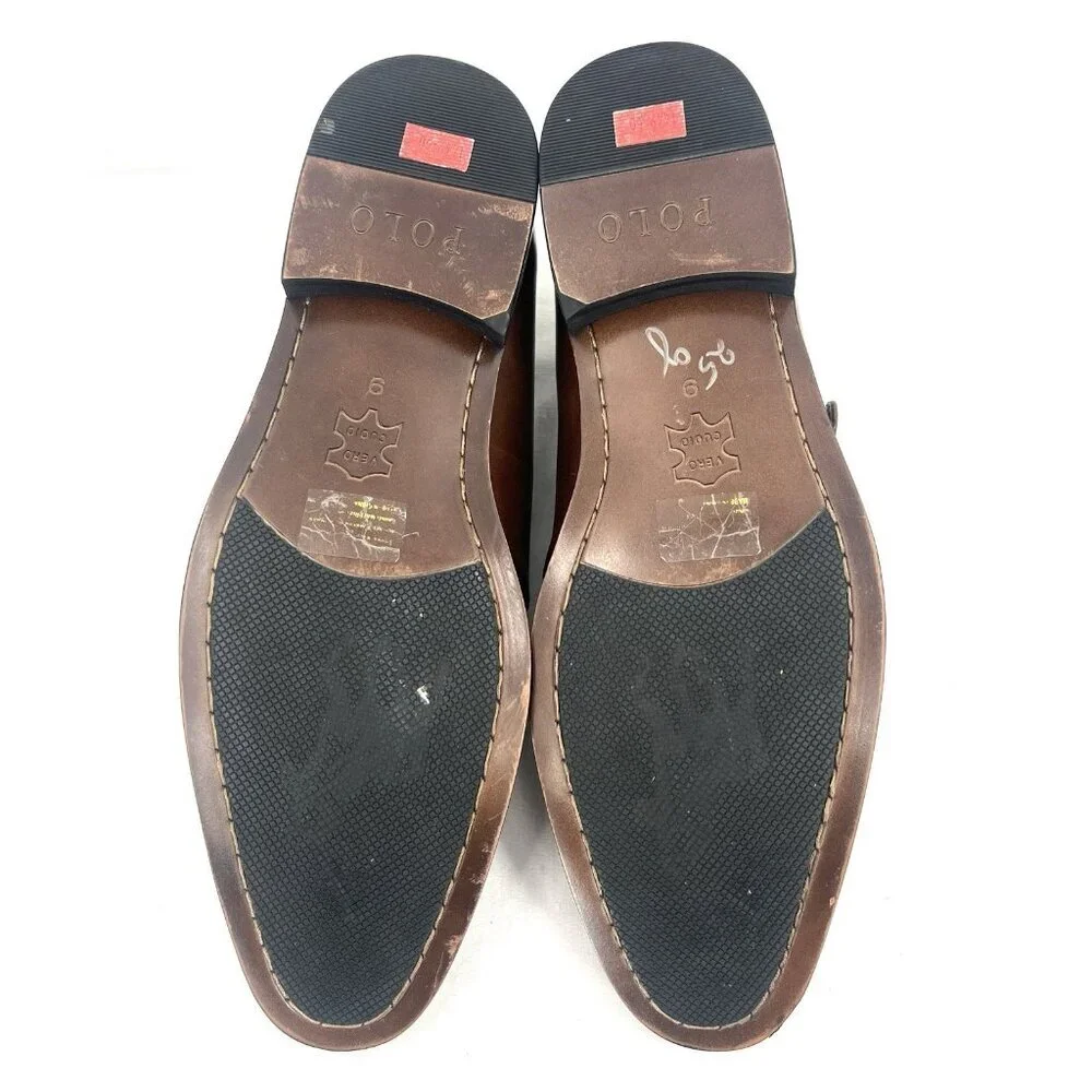 Polo Ralph Lauren Monk Strap Brown Leather Oxford Loafer Men’s 9 - Picture 10 of 11
